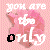 A 4x3 contact sheet of animated frames showing a pink floral background with changing text that reads "you are the only one for me" in white and black lettering across multiple sampled frames.