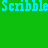 A static contact sheet of a 48x48 pixel animated icon showing multiple frames with the word "Scribble" in various blue shades on a green background, plus a gray transparency area and cyan scribbles.
