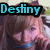 A four- of pixelated images with text overlays: 'Destiny' in cyan, 'Ashley' in pink, and 'My Bffs' on a solid pink background