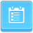 Pixelated blue square icon with white calendar outline showing three rows of horizontal lines and checkboxes.