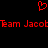 Red pixelated text and heart symbol on black background, with repeated 'Team Jacot' text elements.