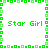 Green pixelated text "Star Girl" repeated four times within a green pixelated border on white background.