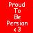 Red background with white pixelated text 'Proud To Be Persian <3' and green highlight bars shifting across different lines in an animation.