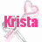 A static image with four key-shaped icons, each featuring a heart at the top and pink-and-gray coloring. Text labels include 'Krista', 'Cara', 'Erin', green '8.8', blue '=', and purple 'FREINDS FOREVER'.