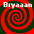 Four identical red and green spiral patterns arranged in a with white text "Bryaan" above each spiral on a solid background