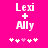 Pixelated text 'Lexi + Ally' on bright pink background with white and light pink symbols below.