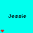 Pixelated cyan background with repeated 'Jessie' text and red heart symbols in varying quantities across positions.