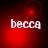 Red background with white text 'becca' and shifting circular light effects in four quadrants.