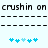 Pixelated text 'crushin on crushin on' above dashed lines and two of blue puzzle-piece icons with varying shades