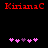 Red pixelated text 'KirianC' appears at the top of a black background, with two of pink and purple heart-shaped icons below