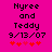 Pixelated text and heart symbols on a bright pink background with two identical static frames side-by-side.