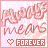 Pixelated icon with pink background and repeated 'forever' text, featuring a heart symbol and 'FOREVER' text in varying colors and styles.