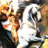A 48x48 pixel animated buddy icon featuring a cartoon character with orange hair and white clothing, displayed in a contact sheet layout with text overlays on adjacent panels.
