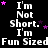 Black background with white text repeating "I'm Not Short." and "Fun Sized" in a , scattered pink stars