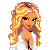 Pixel art contact sheet showing a female character with blonde hair, blue accessories, and text phrases like "Sweet Around Cutest" and "Petite 5 feet Shorty You'll EVER meet" in light blue font on white background.