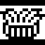Black and white pixelated icon showing multiple trash can silhouettes with vertical slats, some containing checkered patterns or partial shapes.