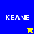 Four display 'KEANE' text with a star symbol changing color between blue and yellow backgrounds