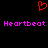 Red pixelated heart symbol above two instances of pink text reading 'Heartbeat' on a black background.