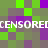 Pixelated of green, purple, and gray squares with repeated white text reading "CENSORED" across two horizontal bands