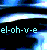 Pixelated static image with cyan text 'el-oh-v-e' on black background, surrounded by blue and white abstract pixel patterns.