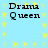 Light blue background with yellow starburst patterns and black text reading "Drama Queen" in two lines.