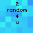 Pixelated blue background with repeated vertical text strings '2 random 4 u' in dark brown, arranged in two