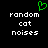 Green pixelated heart symbol above white text reading 'random cat noises' on black background.