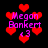 Pixelated red hearts float around purple text reading "Megan Bankert <3" on a black background.