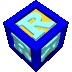 blue cubes with light blue 'R' letters on yellow faces, each cube rotated to show different angles against a gray background