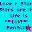Pixelated text and star icons on cyan, purple, and magenta backgrounds with a cyan star changing to pink in the lower-left corner.