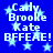 Blue background with light blue stars and repeated white text reading 'Carly Brooke Kate BFFEA!' in pixelated font.