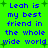 Green background with blue pixelated text reading "Leah is my best friend in the whole wide world" repeated four times, surrounded by small green plus signs.
