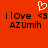 Red background with white pixelated heart symbol above two identical text blocks reading 'ilove <3 AZUmih' in black pixelated font.