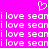 Pixelated white text and symbols on a solid pink background, with repeated phrases