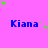 four and four displays the name "Kiana" in blue text on a pink background, with green and purple stars scattered around each instance