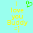 A light cyan background displays yellow pixelated text reading "I love you Buddy =]" with a green pixelated heart symbol above the text on the left side.