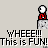 Animated contact sheet of a pixelated character with white head and red body performing actions across 25 frames, accompanied by repeated text overlays on gray background.