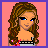 A 6-frame animated contact sheet showing a pixel-art character with long brown hair, a white crop top, and black pants across three panels, followed by text frames reading "Uwant someof", "dis? 2bad!", and "I'm taken!" on pink backgrounds.