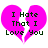 Two identical pink broken heart icons with black text reading "I Hate That I Love You" on a white background.