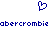 Blue pixelated heart symbol above repeated blue text reading 'abercrombie' on white background.