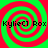 Four identical spiral patterns in red and green with overlaid text reading "KylieCl Rox" on each quadrant.