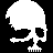 Pixelated skull icon with varying grayscale tones across four quadrants, showing white on black top-left, gray on black top-right, dark gray on black bottom-left, and solid light gray bottom-right.