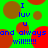 Green background with brown and red circles, blue text reading "I luv u and always and always will!!!!!" repeated twice.