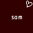 A dark red background features a white pixelated heart symbol above two identical 'som' text elements in the lower half.