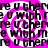 A static image with repeating text and pink spiral patterns on a white background.
