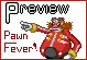 Pixel art character in red coat points right with gloved hand, text reads 'Preview Pawn Fever!' on gray background.