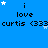Blue background with repeated text 'i love curtis <333' and white stars, showing animation where star positions shift across frames.