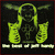 Green guitar-shaped icons flank a central figure with headphones on black background, text below reads 'the sound of your music' in light green.