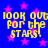 Blue background with pink stars and yellow pixelated text reading 'LOOK OUT FOR THE STARS!' repeated four times.