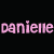 A series of horizontal text repetitions displaying 'danielle' in varying colors across multiple on a black background